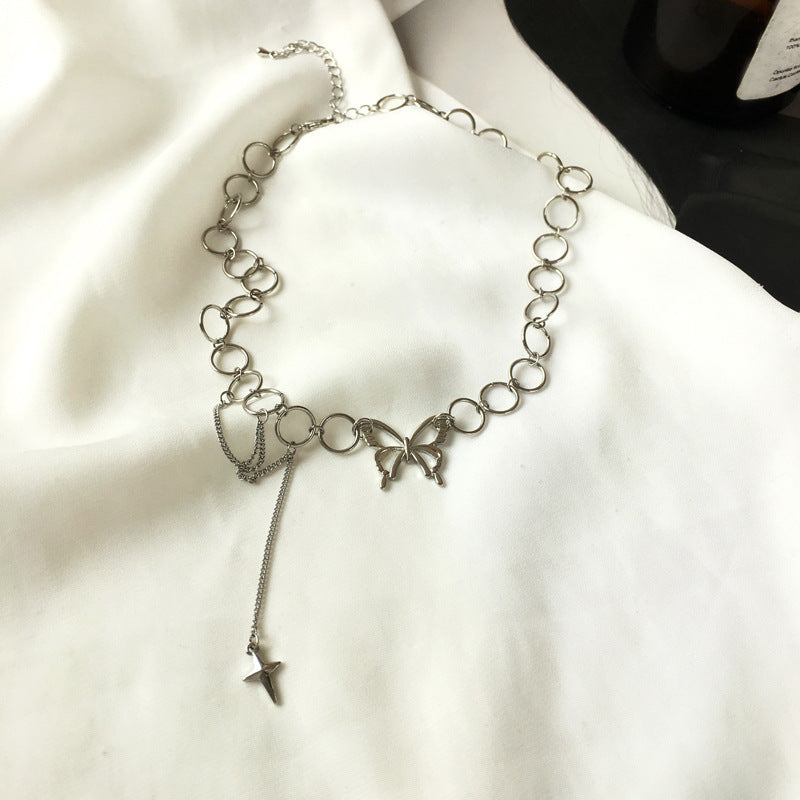 Women's Niche Design Bowknot Personalized Cold Style Clavicle Chain Hip Hop Necklace