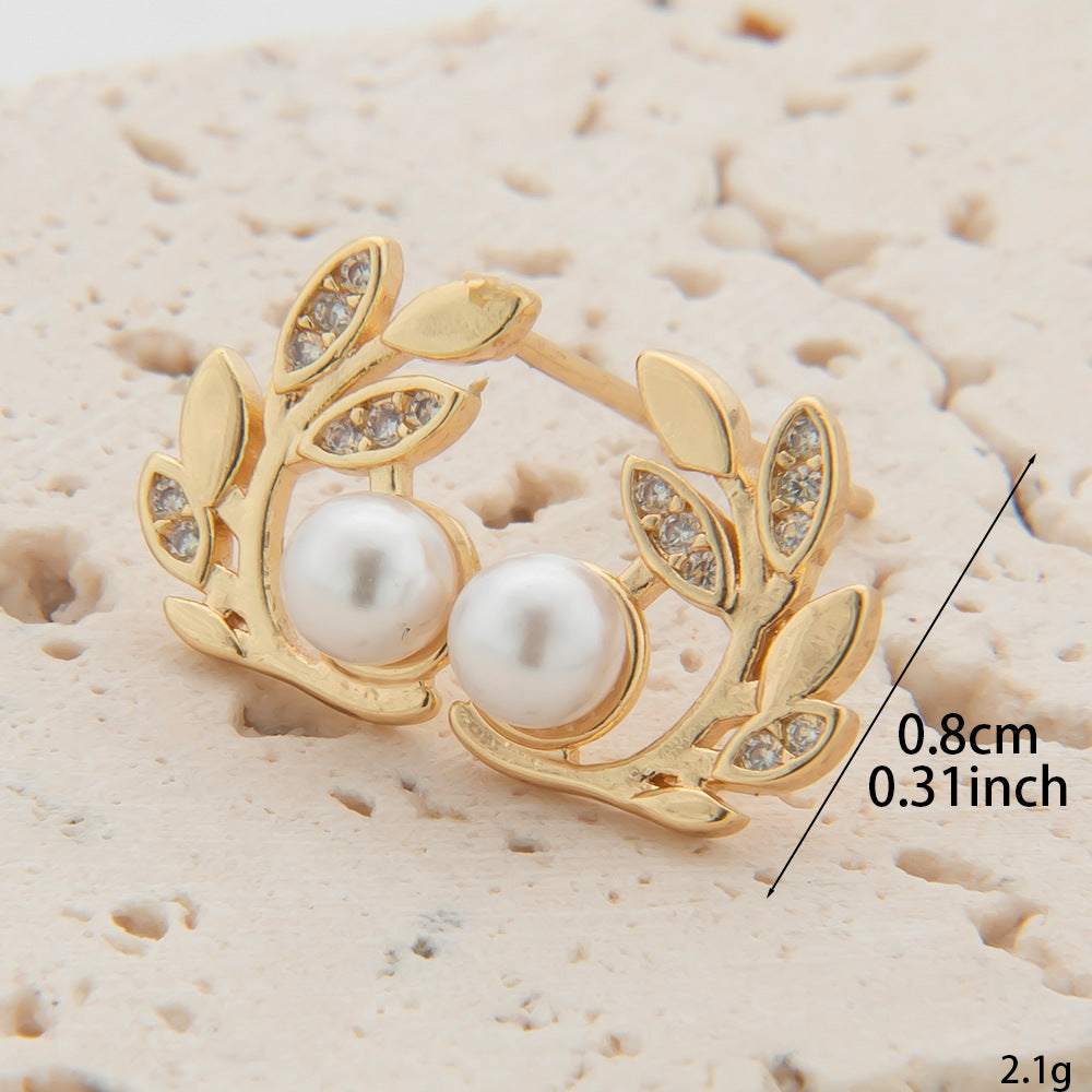 Affordable Luxury Style Zircon Leaf-shaped Simple Rings