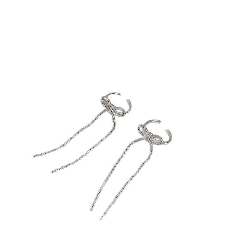 Women's Sweet Bow Tassel Ear Bone Clip Simple Fashionable Earrings