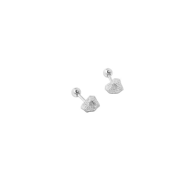 Simple Broken Design Round Beads Screw Lava Rings