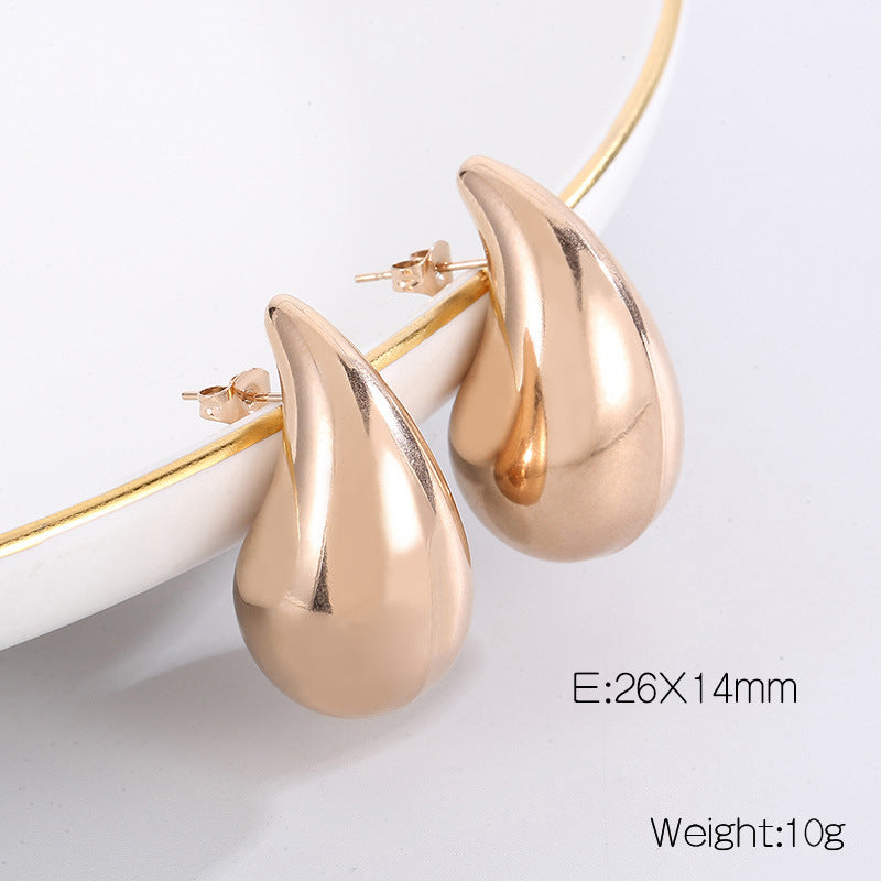 Design Chubby Water Drop Fashion Stainless Earrings