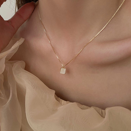 Women's Shell Sterling Clavicle Chain Elegant Box Simple Style Korean Necklace