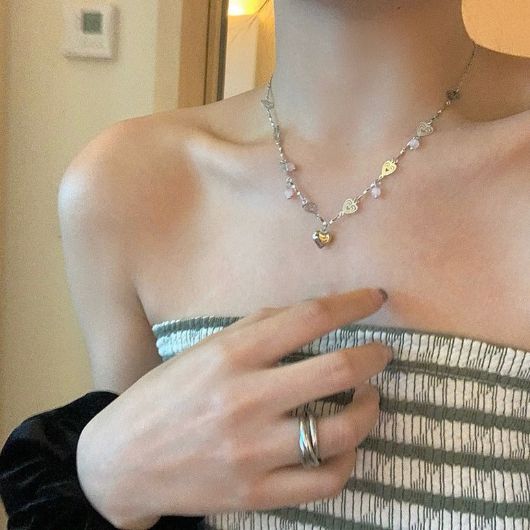 Women's Stone Heart Light Luxury Design Sense Niche Clavicle Necklace