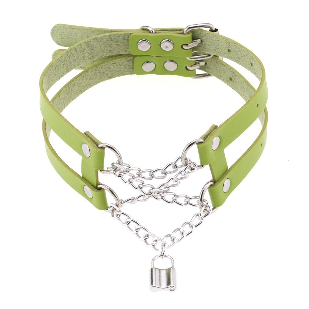 Temperament Double Row Line Chain Brain Teaser Neckband Sexy Lock Necklaces