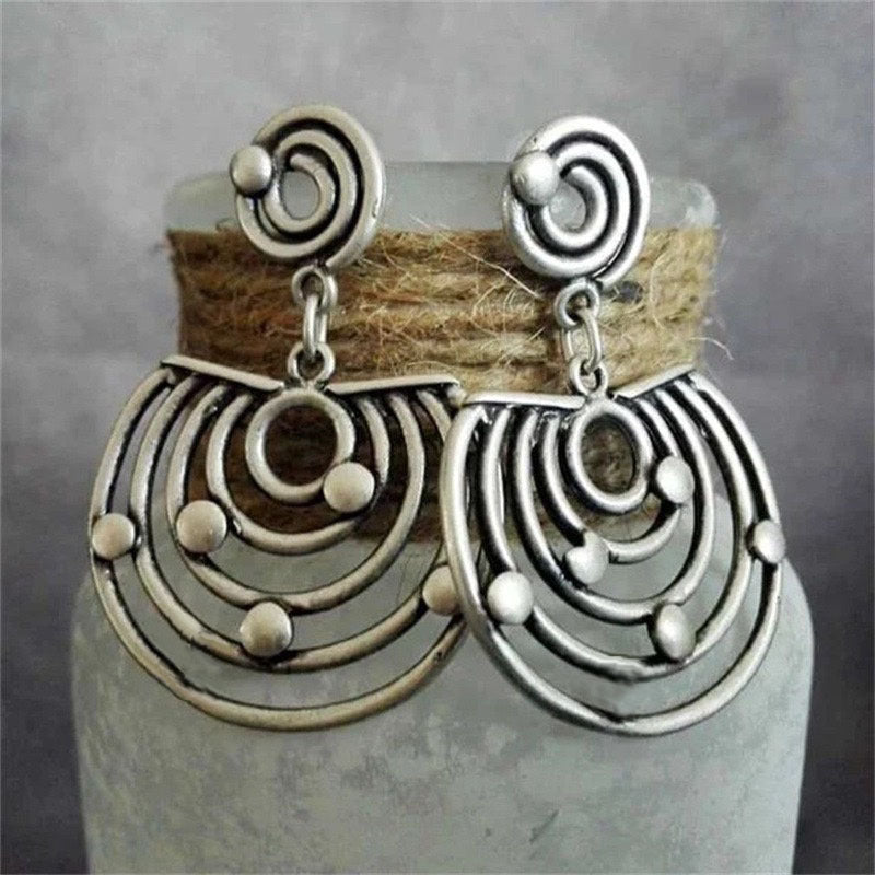 Gypsy Spiral Design Ear Vintage Geometric Earrings