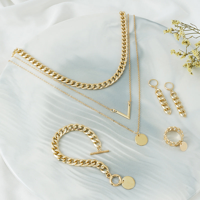 Durable Creative Stylish Aluminum Zipper Chain Jewelry Set