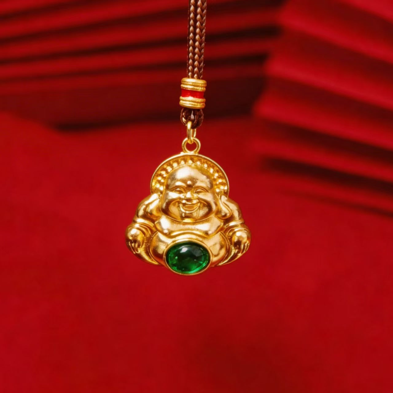 Women's & Men's Gourd Yellow God Of Wealth Buddha Mixed Alloy Retro National Necklace