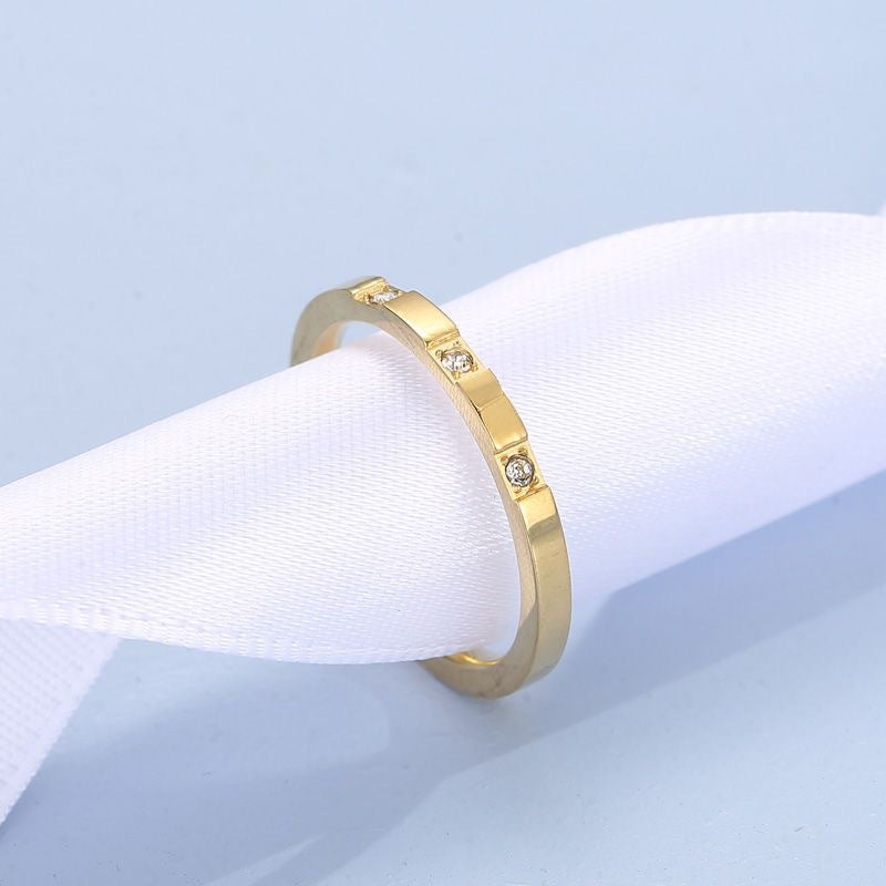 Women's Fashion Inlaid Diamond Pair For Couple Stainless Rings