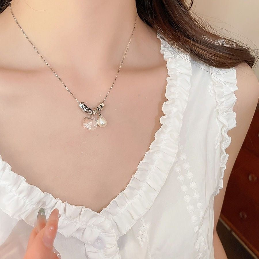 Sparking Zirconium Light Luxury Minority Design Sweet Graceful Bow Necklaces