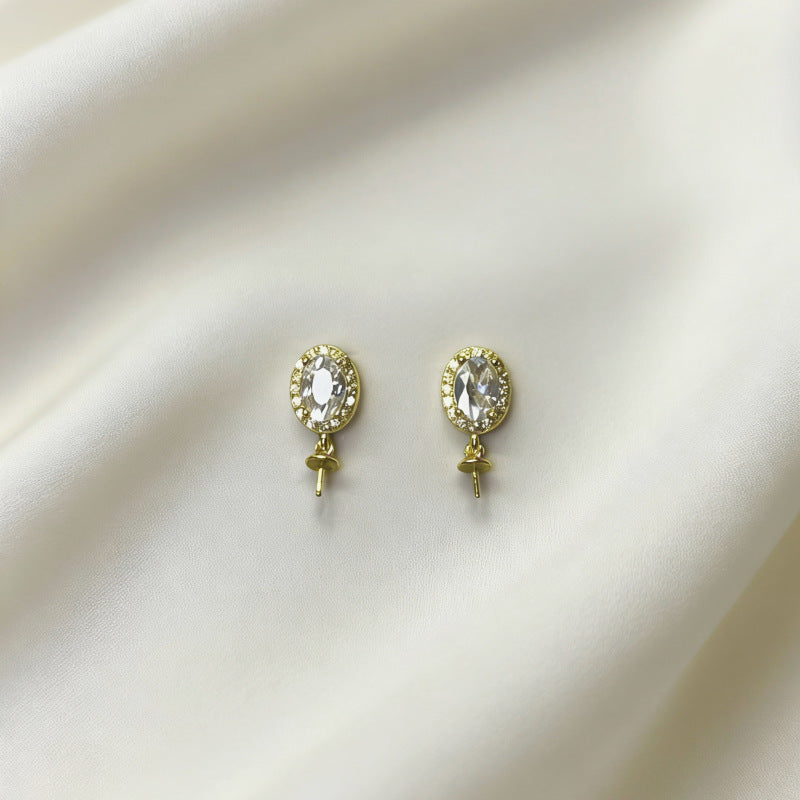 Women's Needle Aquamarine Pearl Special Interest Light Luxury Stud Earrings