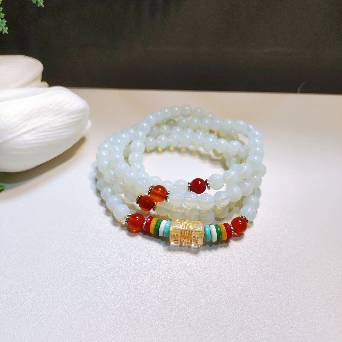 Women's & Men's Beads Four Circles Six Words Mantra Multi Gift Five Bracelet