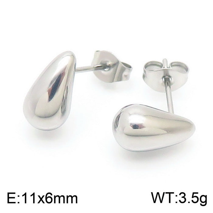 Design Chubby Water Drop Fashion Stainless Earrings