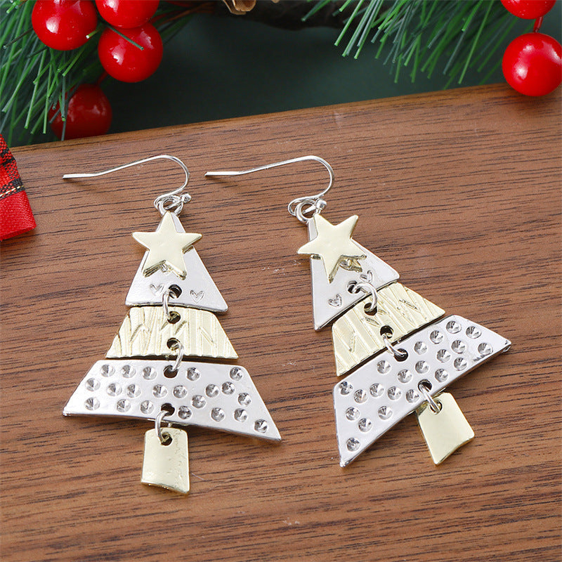 Fashion Two-tone Christmas Tree Personality Creative Earrings