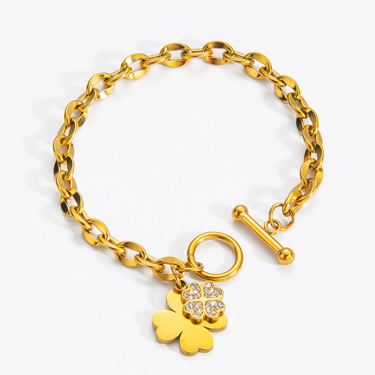 Women's Clover Electroplated Titanium Steel French High-grade Light Bracelet