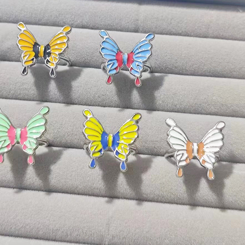Women's Drip Glazed Three-dimensional Butterfly Opening High-grade Ring