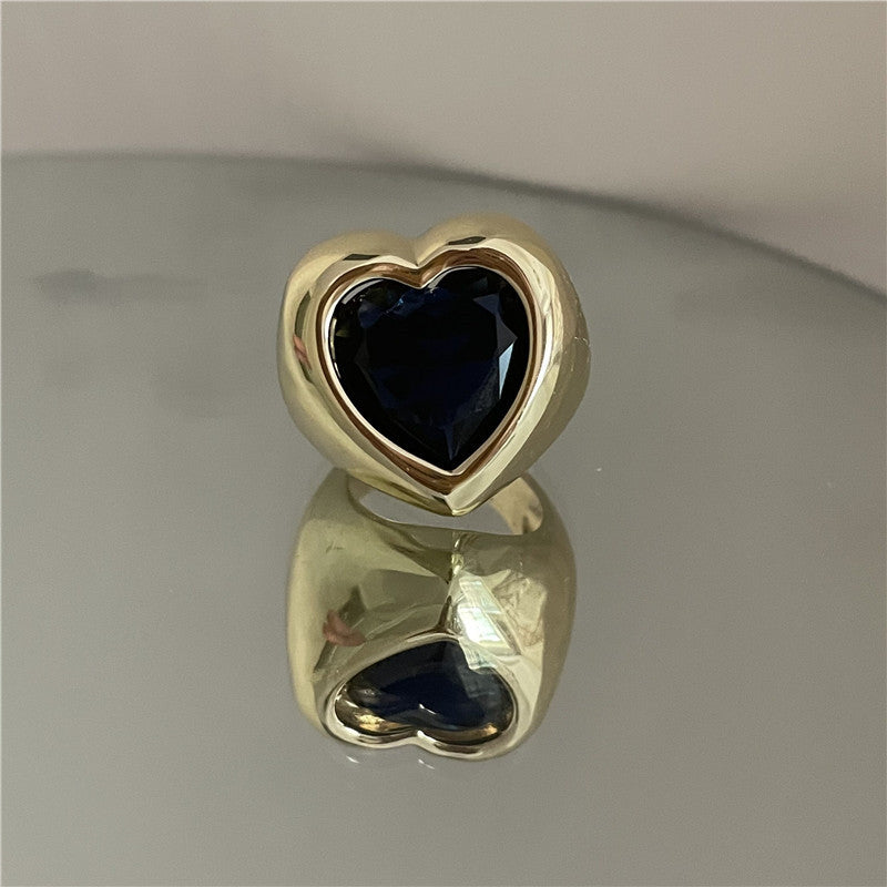 Color Enamel Spray Paint Big Gem Fashion Minority Ring