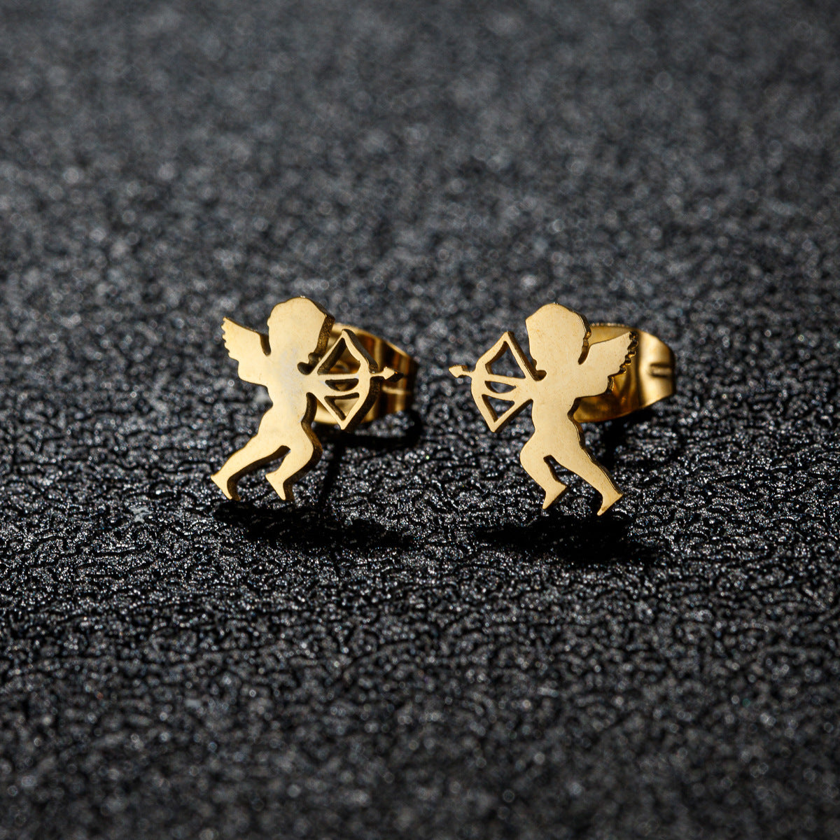 Stainless Steel Goldfish Bird Ear Design Ghost Skull Stud Earrings