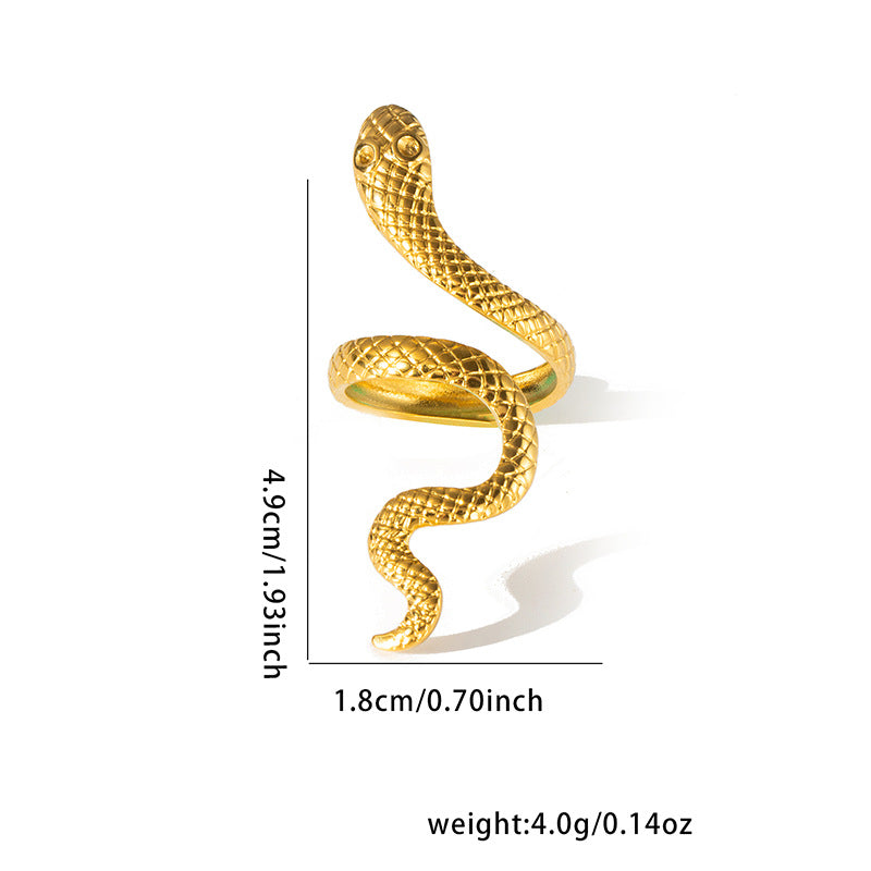 Women's Line Hollow Heart Snake-shaped Design Gold Rings