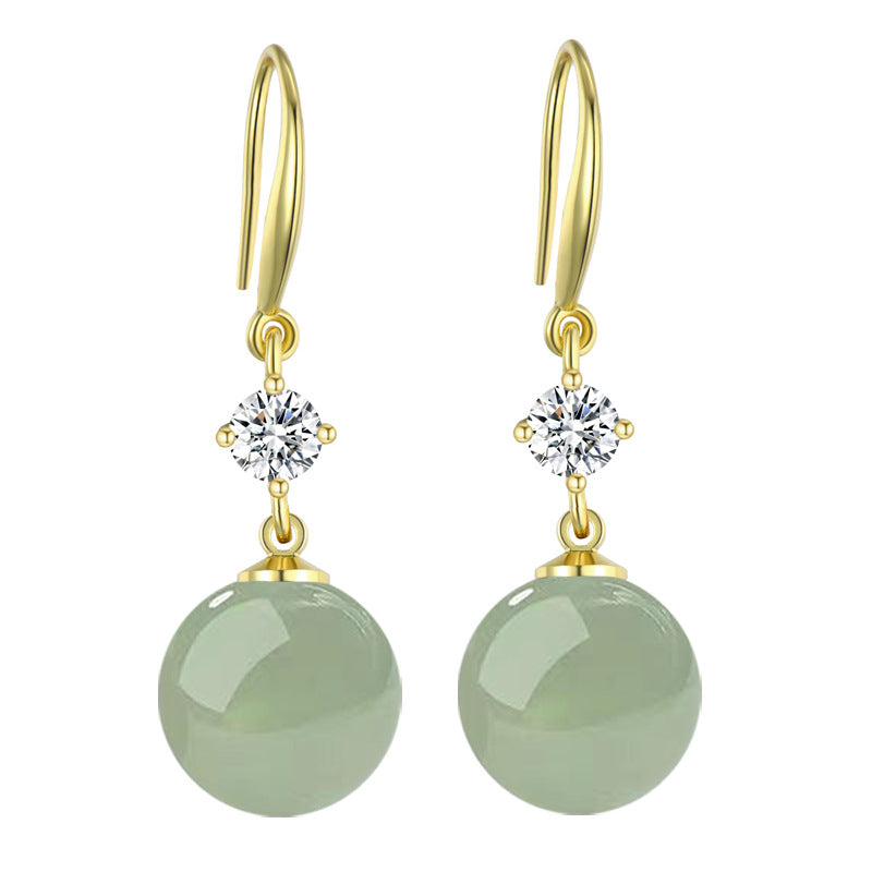 Jade Jasper Female Red Zircon Chalcedony Gem Ear Earrings