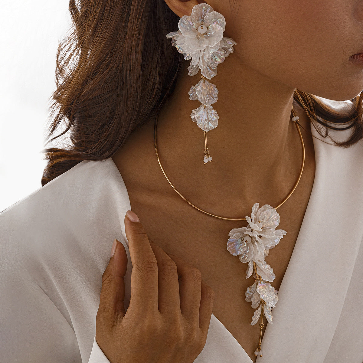 Colorful Mermaid Scallop Flower Vacation Style Three-dimensional Floral Collar