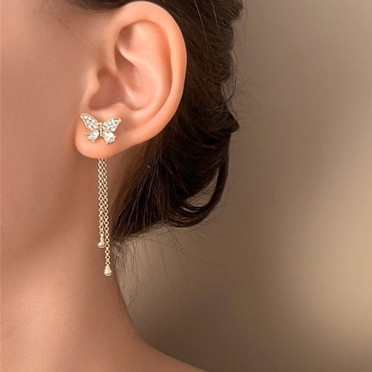 Women's Butterfly Fashion Temperamental Minority Design Long Earrings