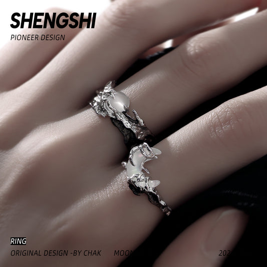Design Dark Cloud Couple Advanced Light Luxury Irregular Rings