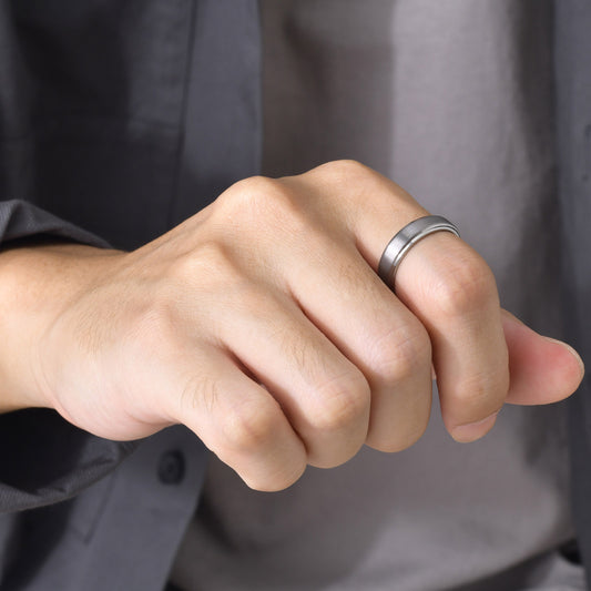Men's Slouchy Tungsten Black Steel Gold Bracelets