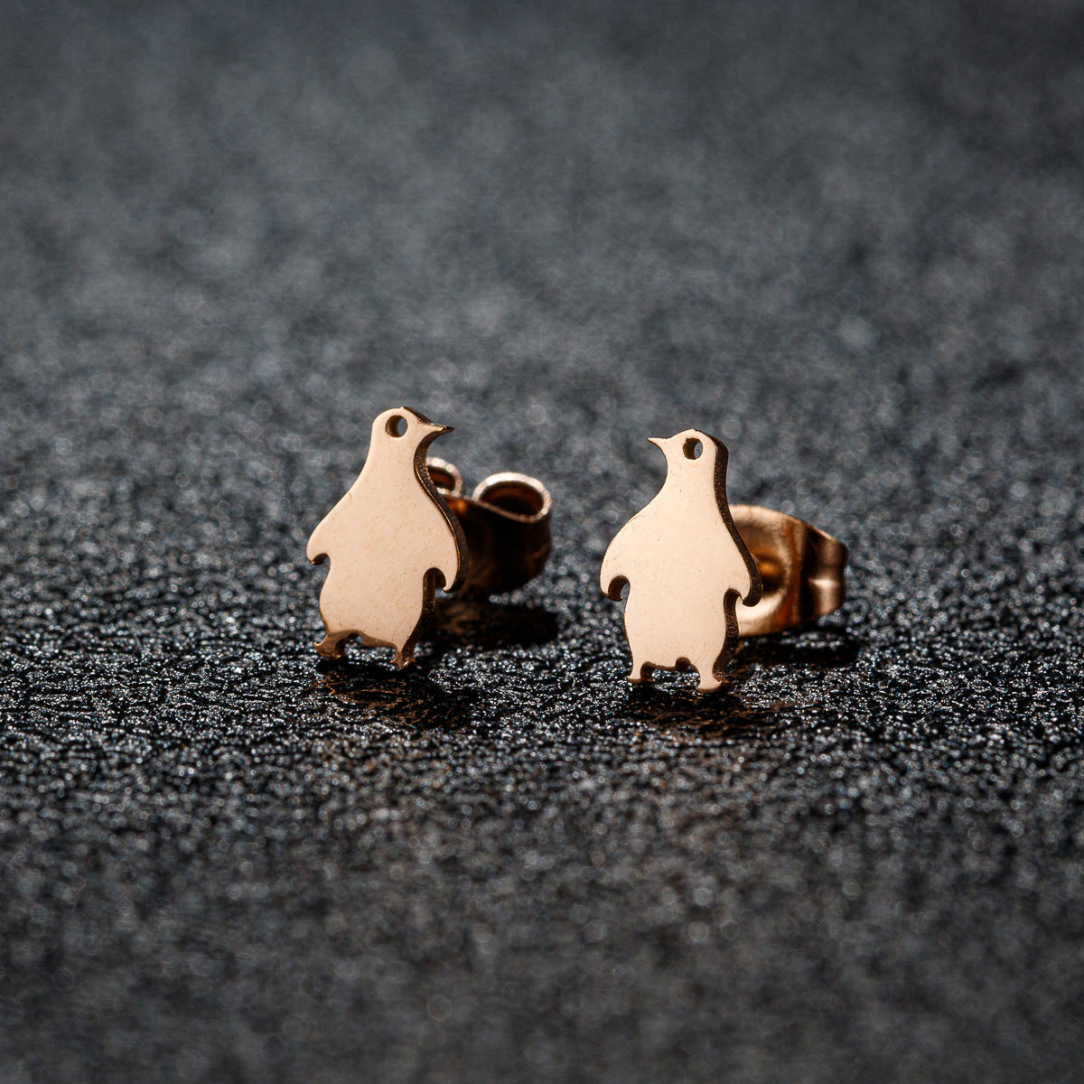 Stainless Steel Goldfish Bird Ear Design Ghost Skull Stud Earrings
