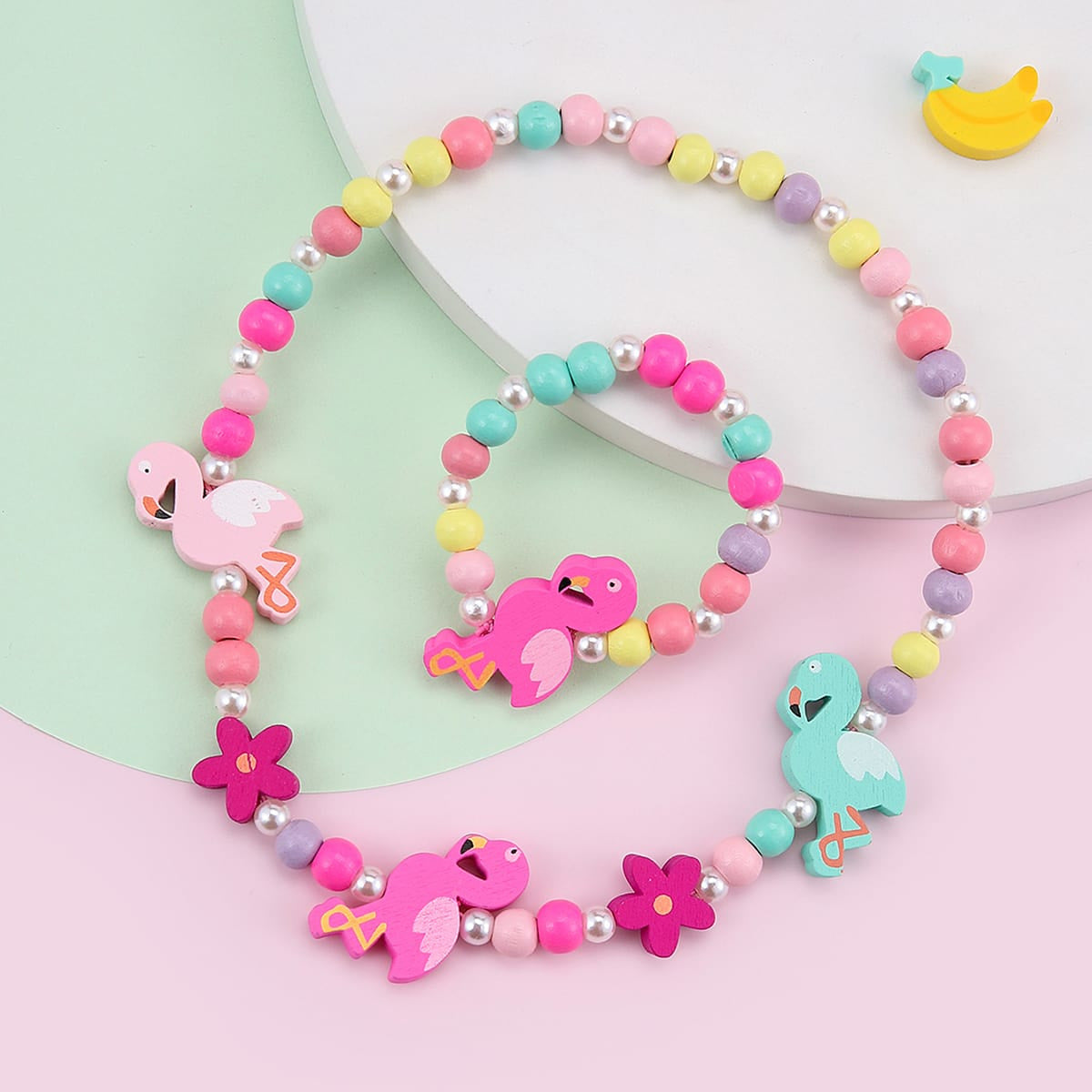 Children's Mixed Color Beaded Wooden Bead Handmade Bracelets