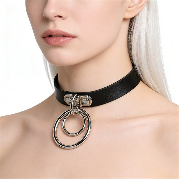 Leather Female Black Spike Punk Gothic Collar