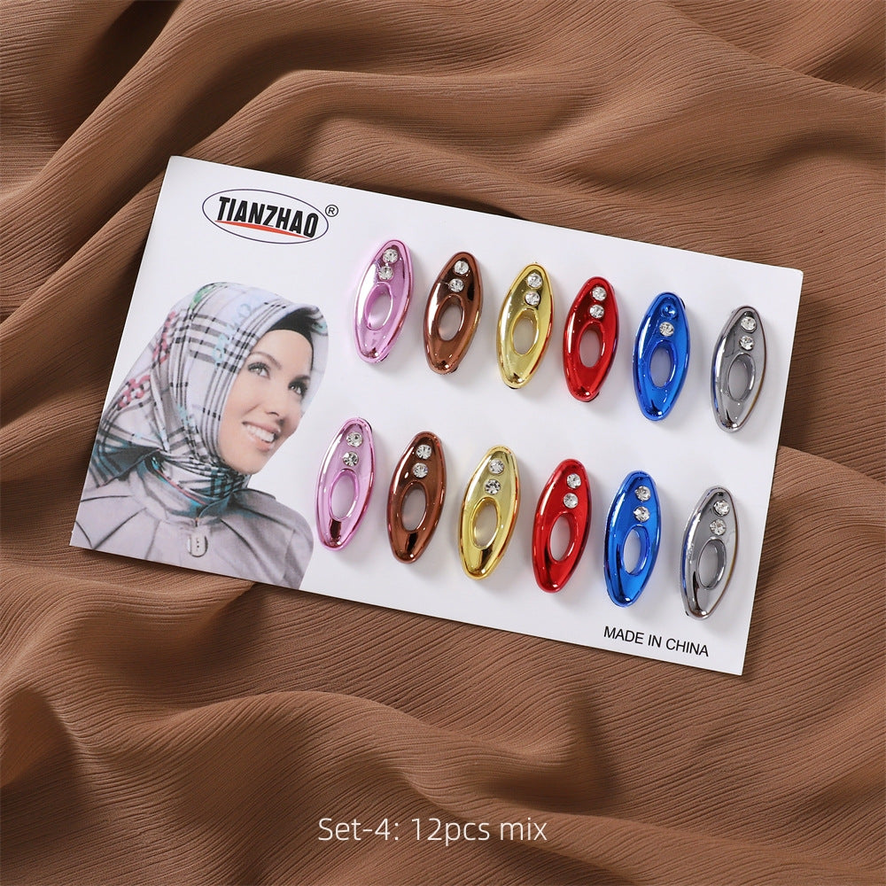 Oval Color Plastic Buckle Neck Clip Veil Pin Silk Brooches