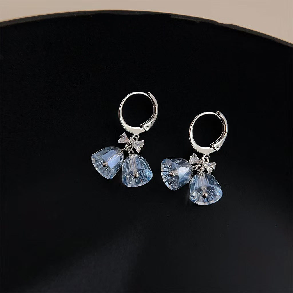 Women's Cool Blue Glass Wind Chime High-grade Beautiful Niche Rings