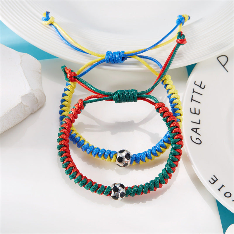 Women's & Men's Ball Round Beads Baseball Football Sports Woven Bracelets