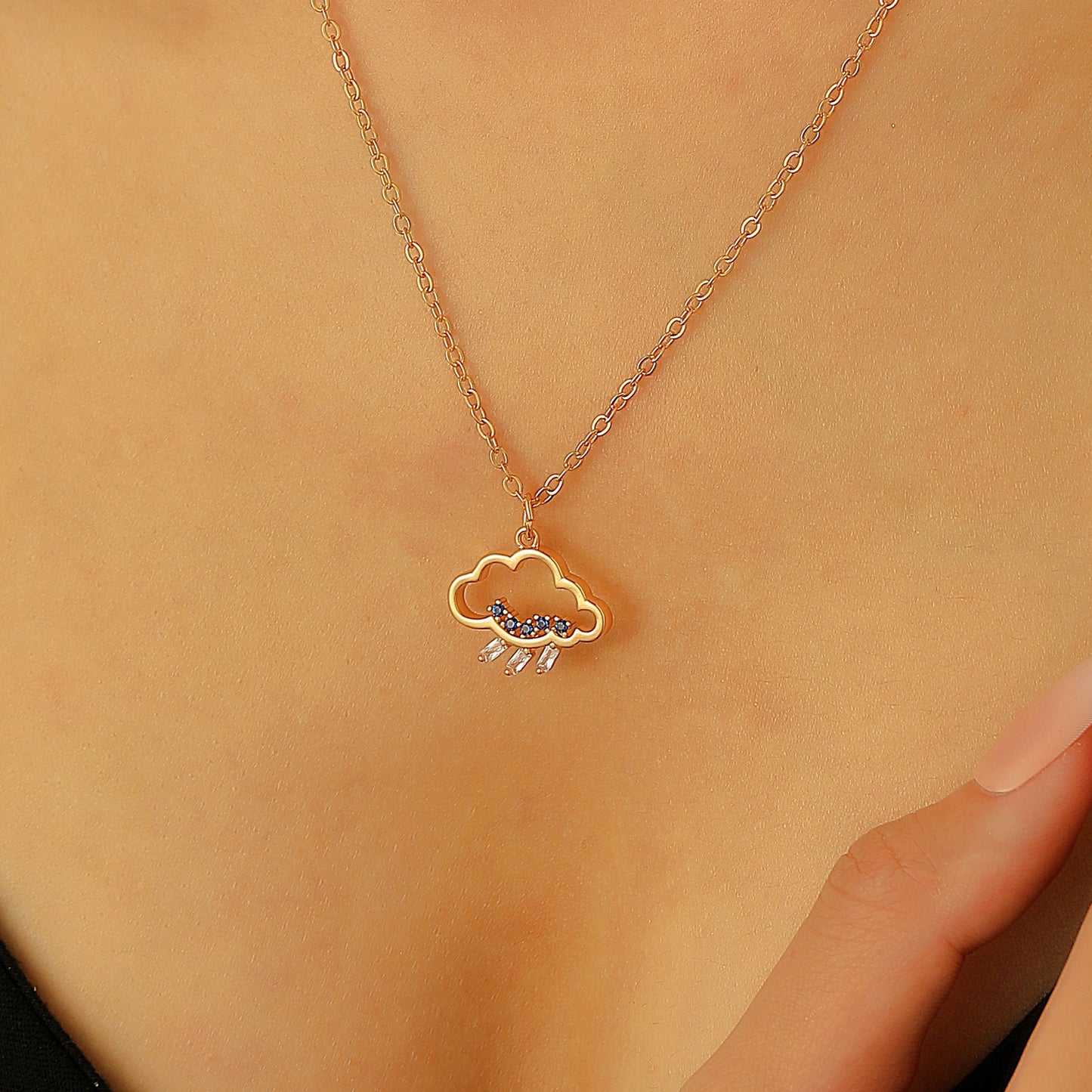 Simple Temperament Cute Cloud Raindrop Female Personality Color Rings