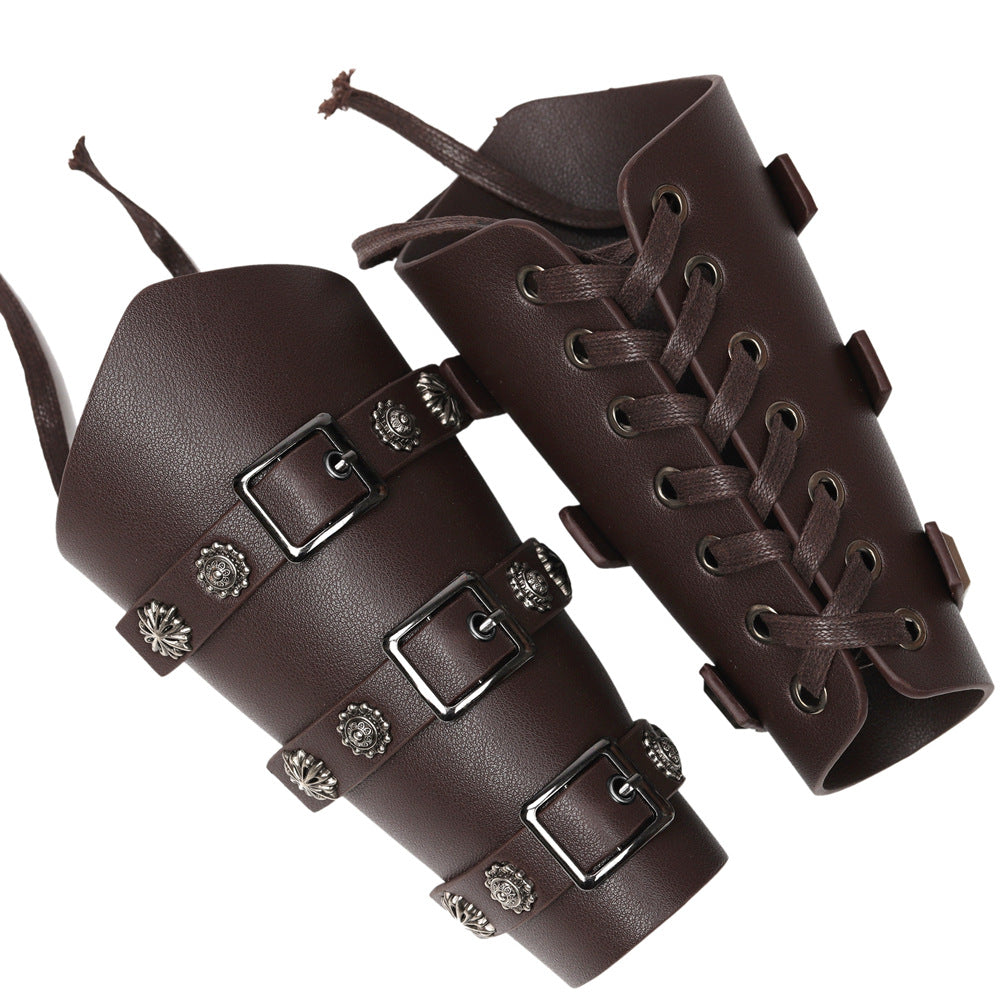 Exaggerated Personalized Leather Punk Cycling Arm Guard Medieval Knight Bracelet
