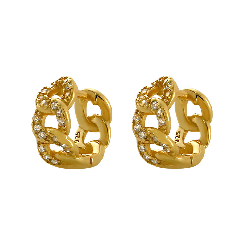 Women's Sier Style Personality Chain Geometric Earclip Earrings