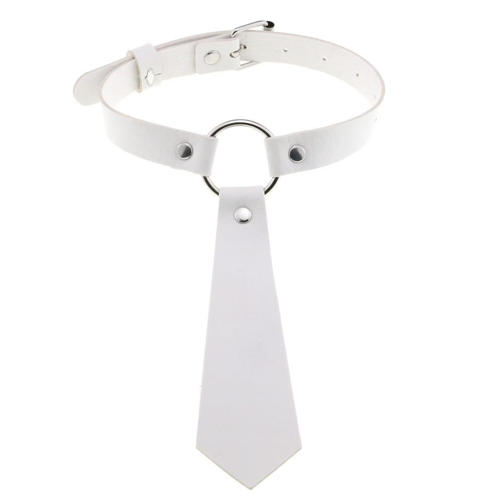 Personality Fashion Leather Bondage Tie Punk Collar