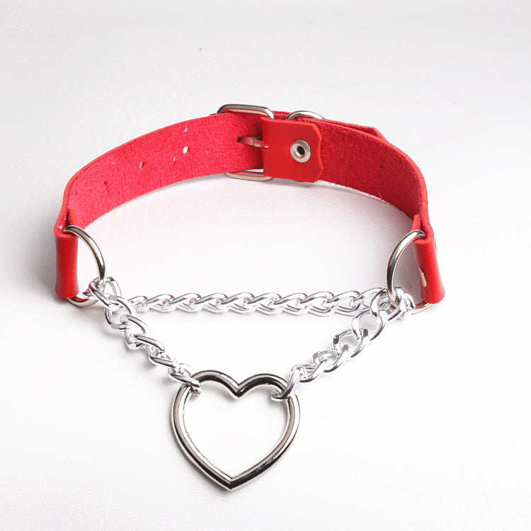 Peach Heart Chain Couple Street Shot Love Collar