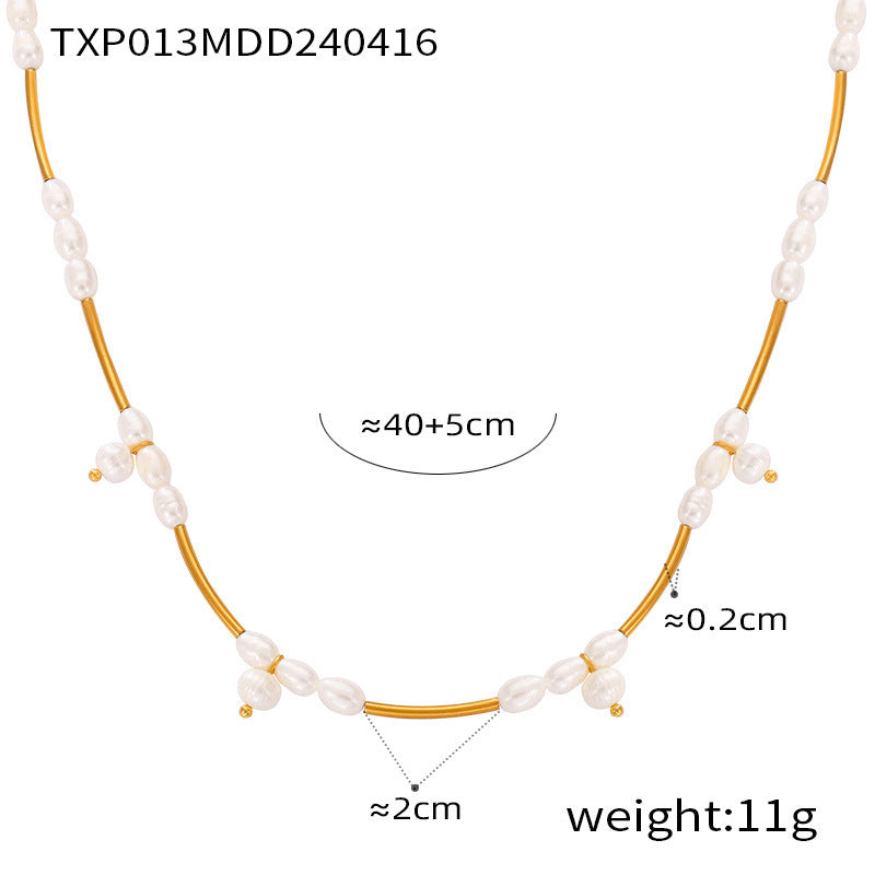 Simple Temperament Gentle Affordable Luxury Style Fresh Water Stringed Pearls Jewelry Set