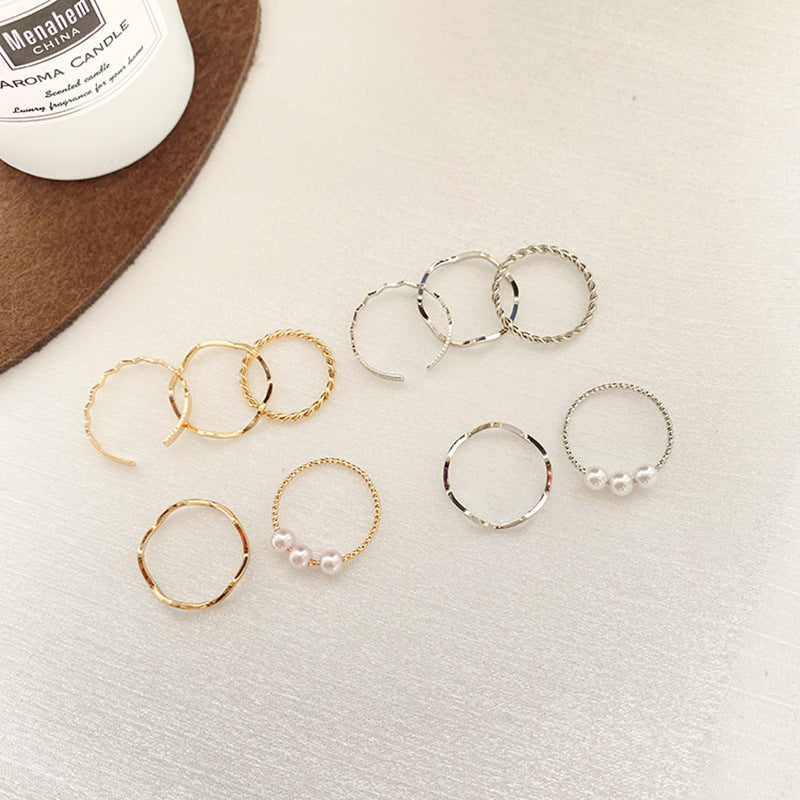 Women's Simple Pearl Combined Personality Tail Rings