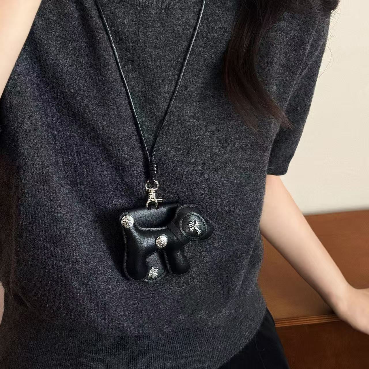 Cross Leather Magnetic Glasses Clip Female Storage Long Halter Necklace