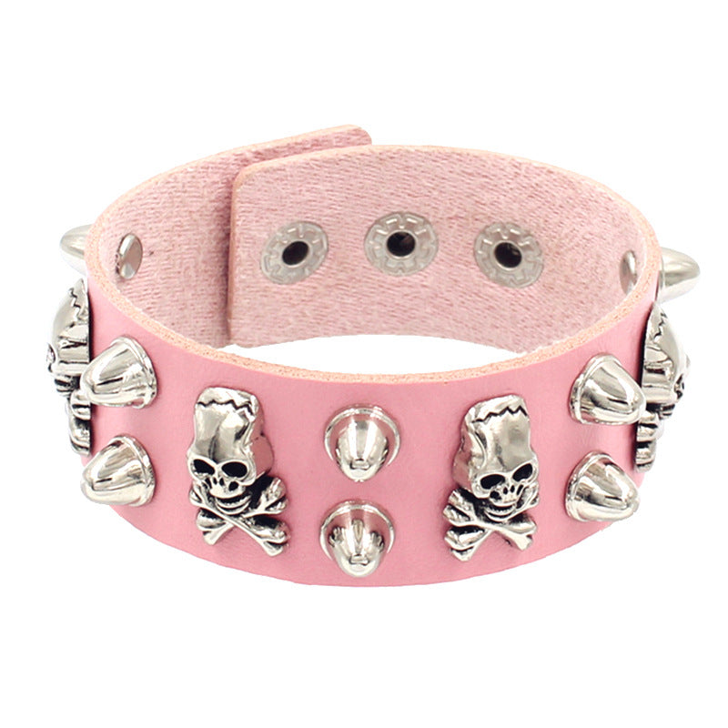 Leather Domineering Personalized Skull Rivet Punk Bracelets