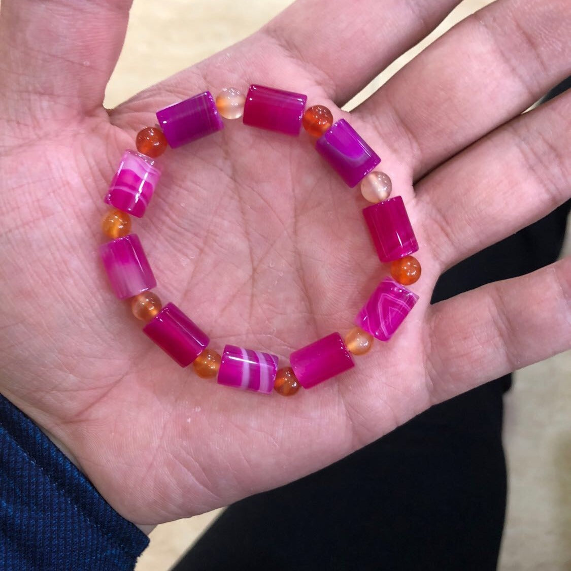 Red Agate Straight Stick Coffee Line Dream Bracelet