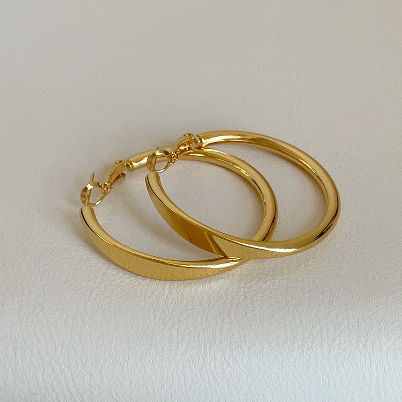 High-grade Geometric Glossy Ear Female Temperament Fashion Trend Commuting Exquisite Earrings