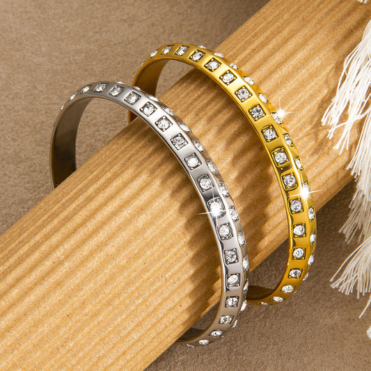 Women's Light Luxury Diamond Gold-plated Zircon Titanium Steel Adjustable Bracelets