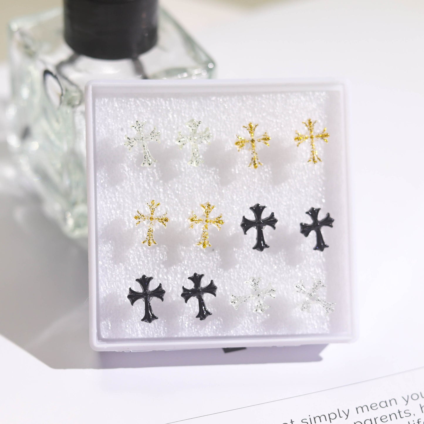 Crook Cross Resin Plastic Earing Female Luminous Artistic Style Stud Earrings