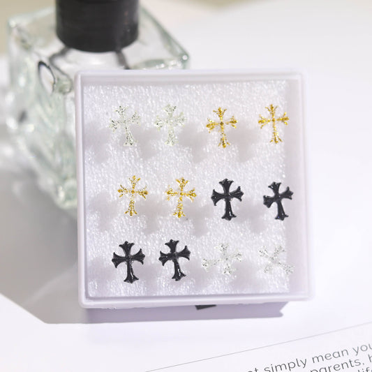Crook Cross Resin Plastic Earing Female Luminous Artistic Style Stud Earrings
