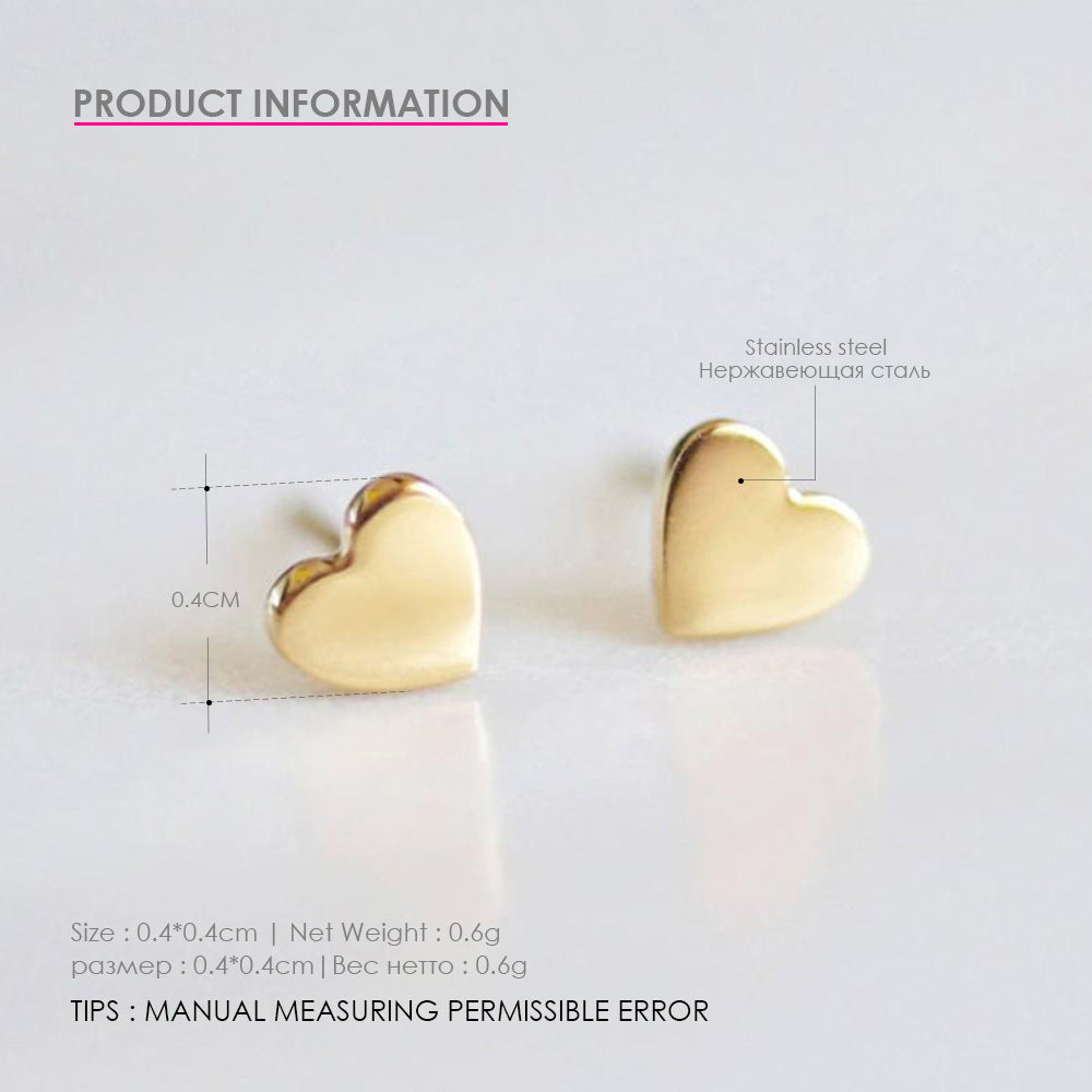 Women's Heart Simple Stainless Steel Gold-plated Peach Earrings