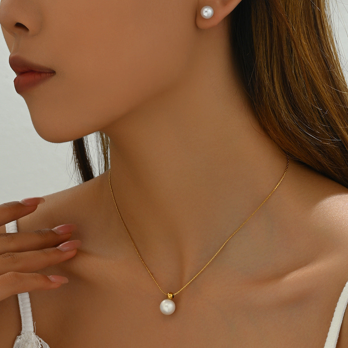 Geometric Pearl Niche Inlaid Craft Design Jewelry Set