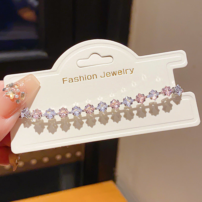 Women's French Entry Lux Zircon Square Stitching Buckle Exquisite Retro Easy Bracelets